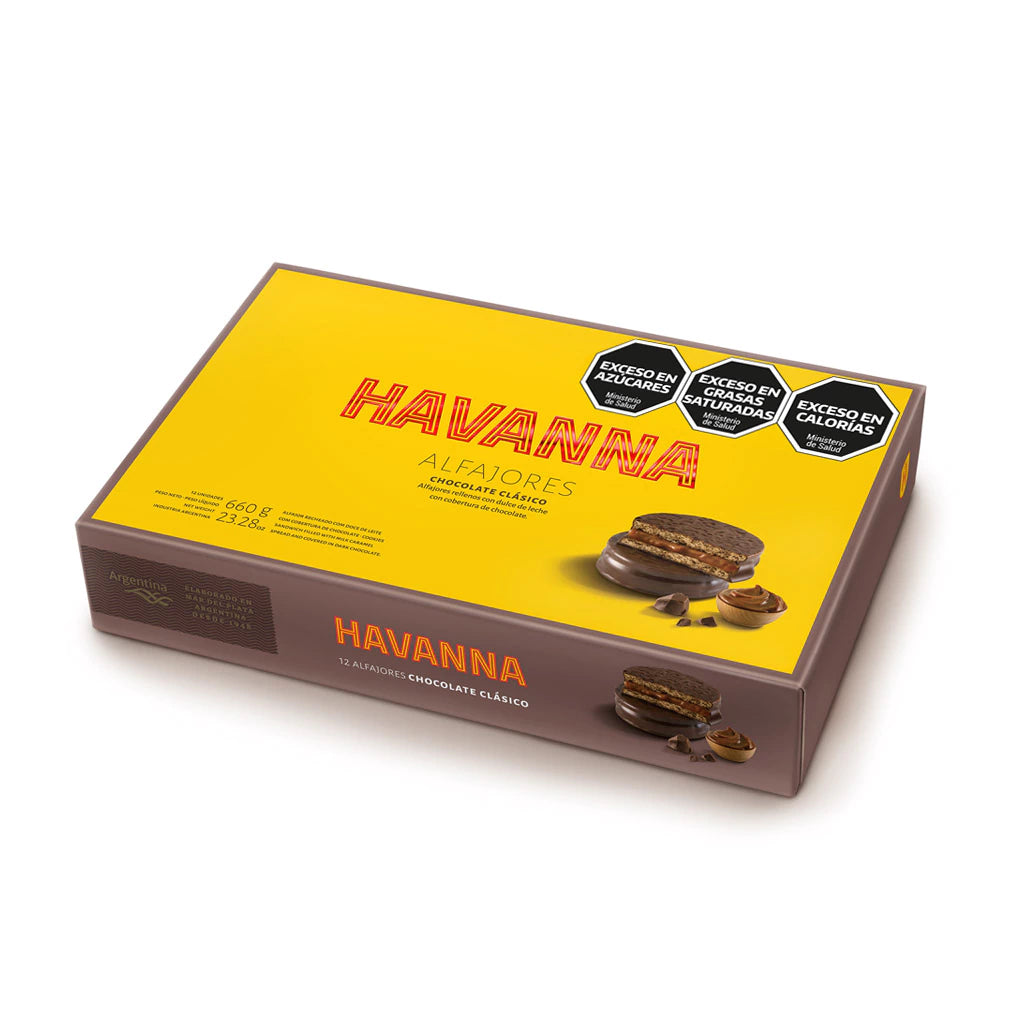 Caja 12 U. Alfajor Havanna Chocolate Clásico
