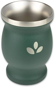 Mate de acero inoxidable verde - foto limpia fondo blanco