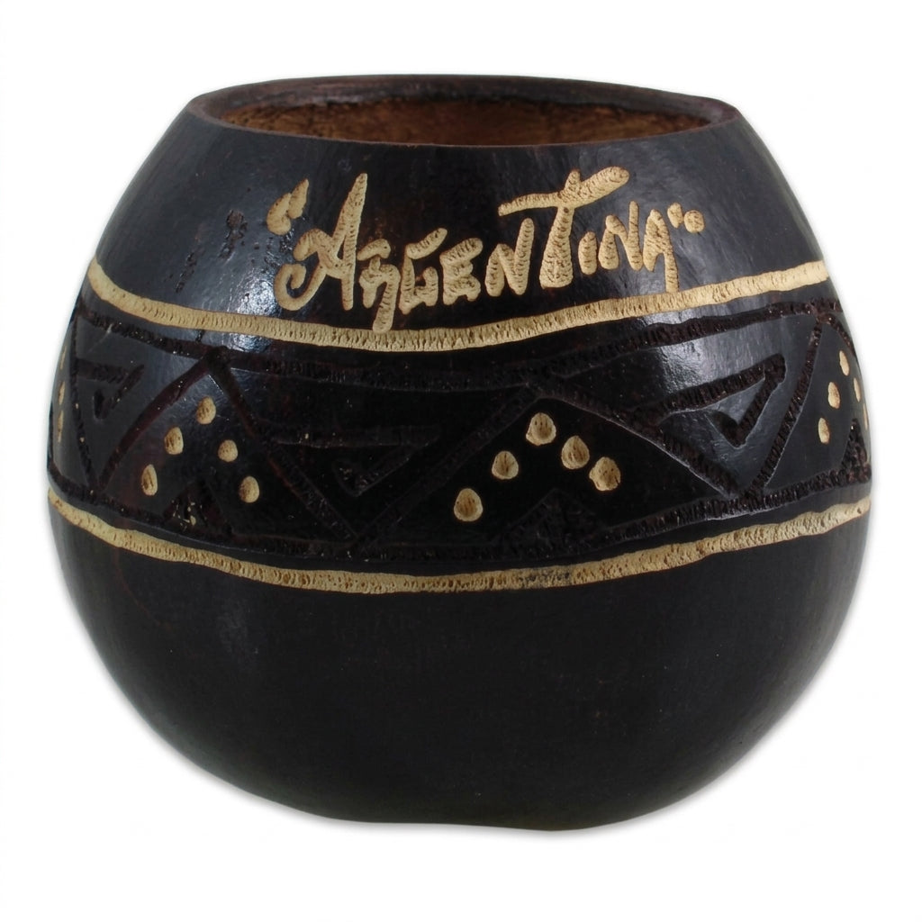 Calabaza Tallado Svart - Mate-kopp fra Argentina